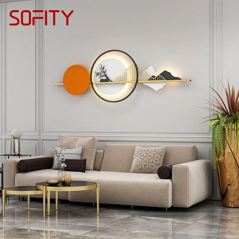 

BERTH Contemporary LED Wall Picture Light Fixture Creative Rectangular Hill Landscape Sconce Decor for Home Living Bedroom