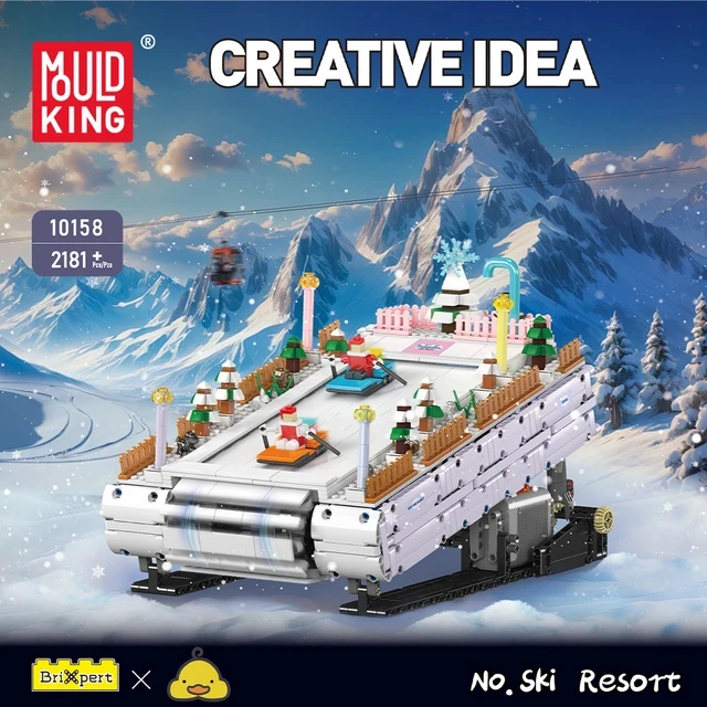 Mold King 10158 MOC развивающие блоки-головоломки рождественская модель лыжного курорта