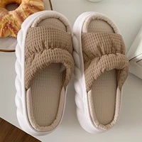 2022 new summer couple shoes cute flowers eva cotton and linen womens shoes indoor thick sole sandals outdoor comfortable frog
