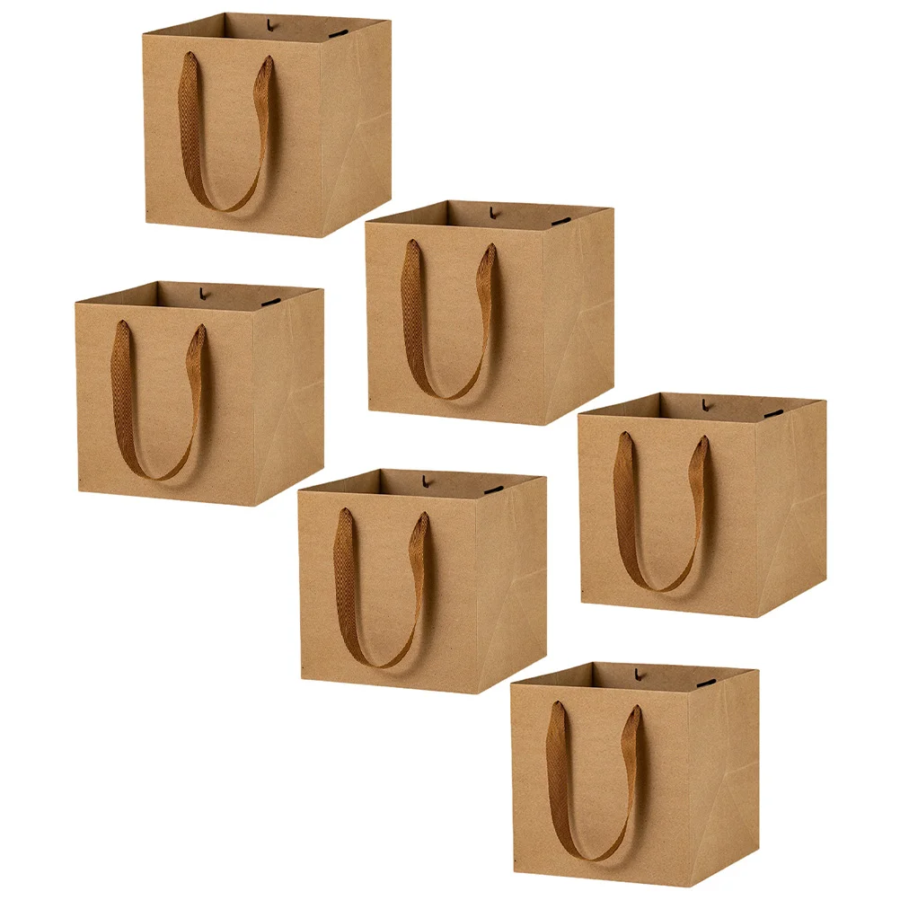 

Paper Kraft Gift Brown Merchandise Take Out Favor Retail Favors Cupcake Go Bakery Carrier Bouquet Goodies Flower Craft Reusable