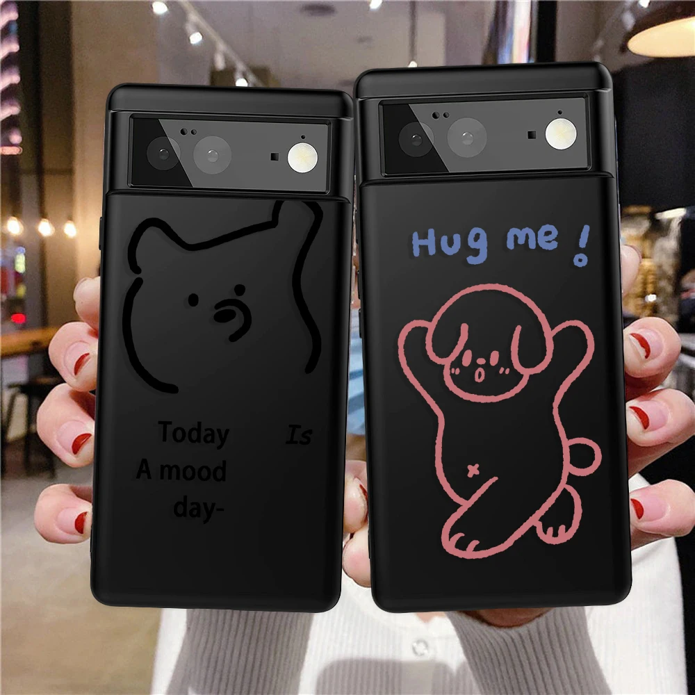 

Cartoon Cute Animals Phone Case For Google Pixel 7a 7Pro 7 6a 6 6Pro 5 5a 4a 5G 4XL 4 3XL 3 3a 3aXL Luxury Black Soft TPU Cover