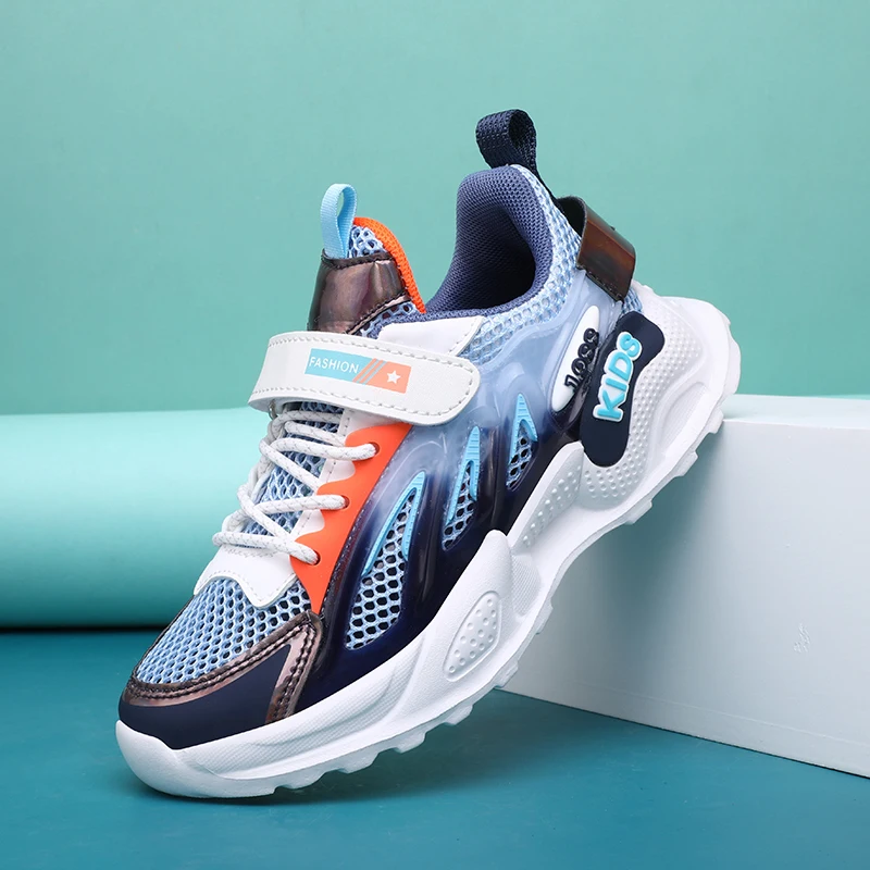 

2022 New Children Sport Shoes Boy Breathable Teenager Boys Running Shoes Designer Mesh Sport Sneakers Kids Breathable Trainers