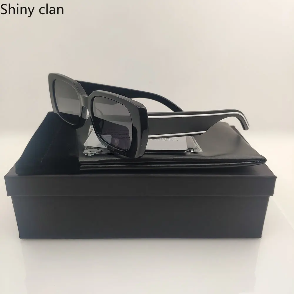

New Acetate Black White Fashion Party Sunglasses for Women Rectangle Brand Designer Futuristic Square Frame Sun Glasses UV400