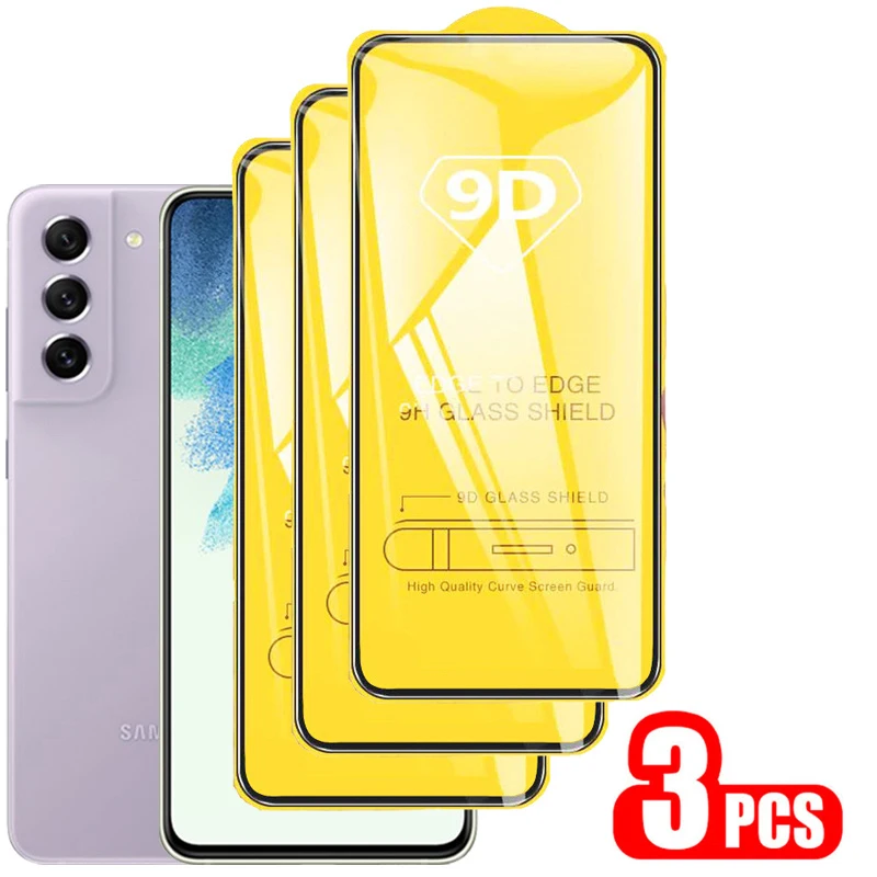 

9D 3 шт. полное покрытие закаленное стекло для Samsung Galaxy S21 FE A13 A52 A53 A73 защитный экран S20FE A51 A12 A32 A52S A72 стекло