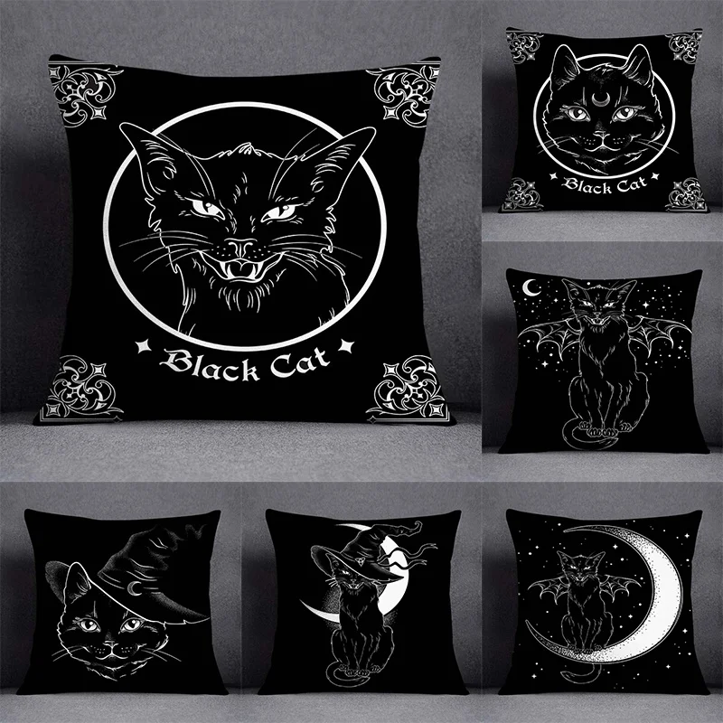 

Black Cat Series Pattern Home Office Decoration (45cm * 45cm) Cushion Cover Decorative Pillowcase, Square Pillowcase,