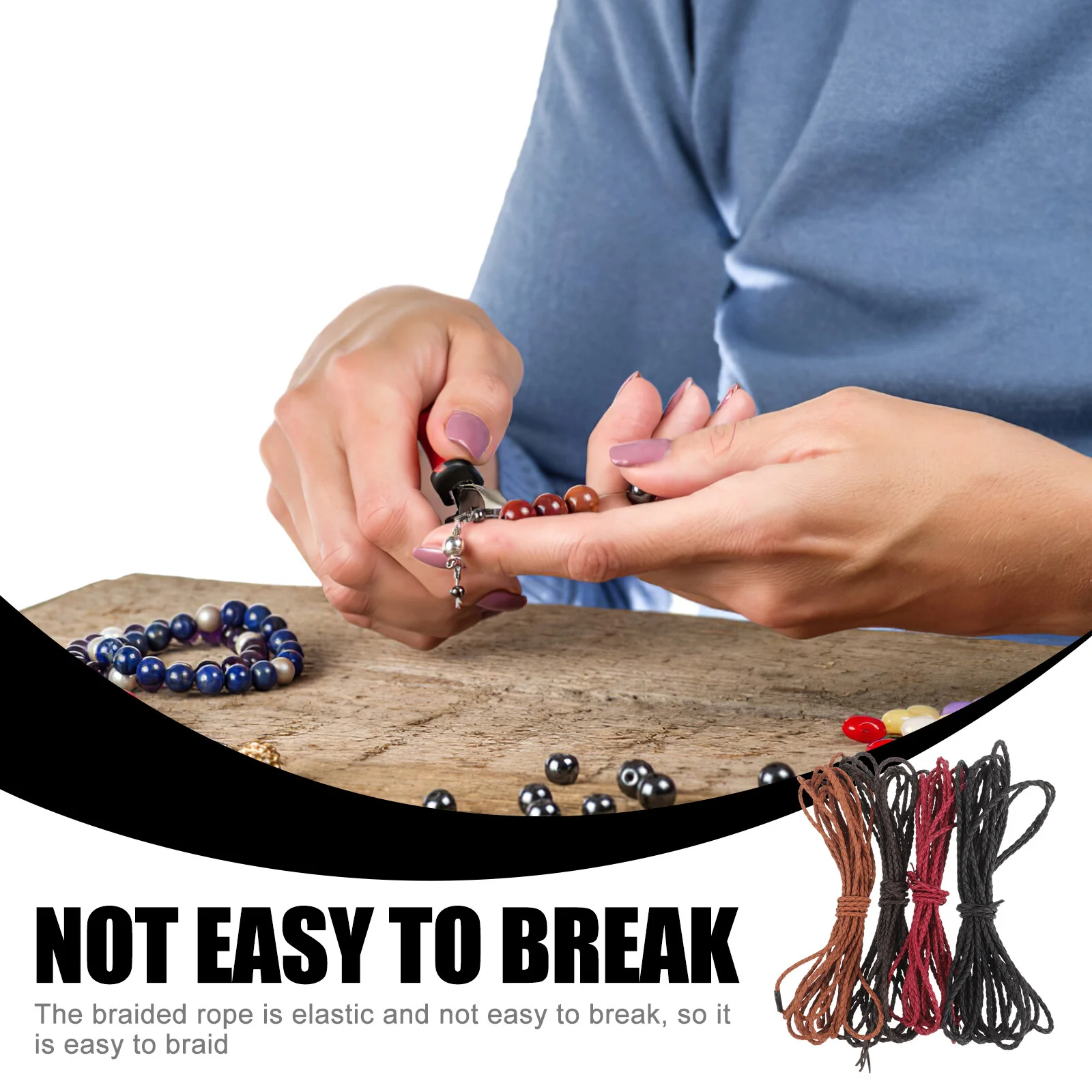 4 Pcs Braid Jewelry Lanyard Lacing Braided Rope Crafts Bracelet Cord Pu String DIY