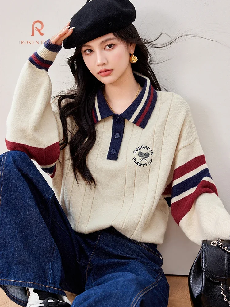 ROKEN EVAN 2024 осенний женский школьный корейский модный дизайн топ с длинными