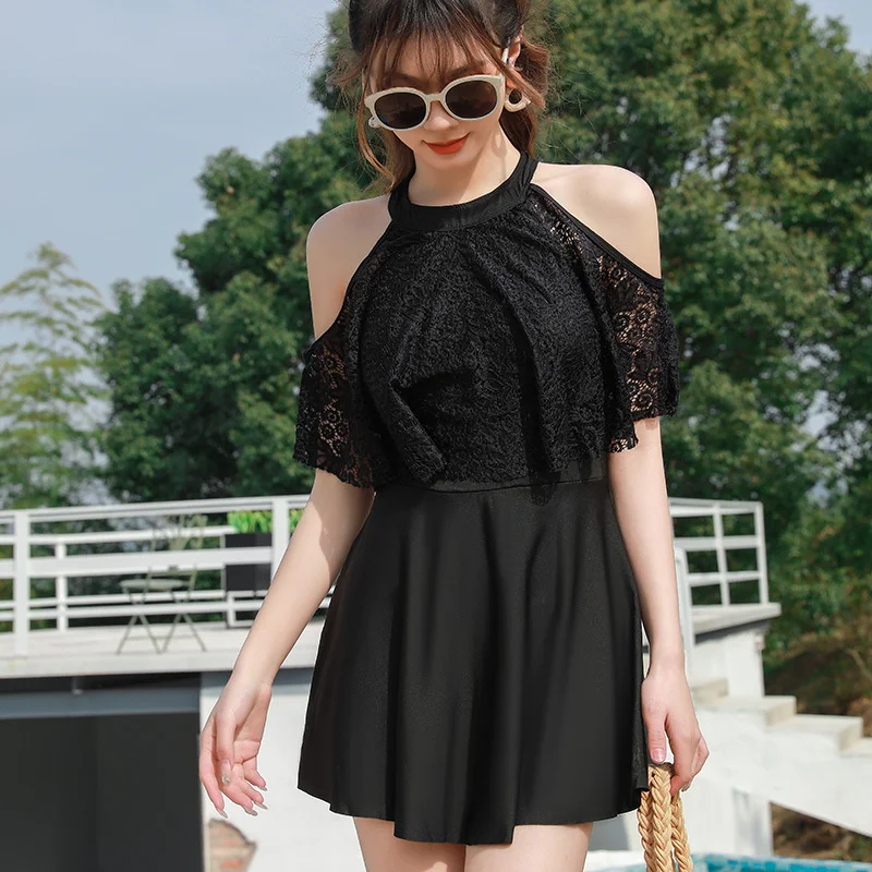 

Women's 2022 New One-piece Swimsuit Fashion Conservative Korean Style Thin Belly Cover Sexy Hot Spring Swimwear Skirt