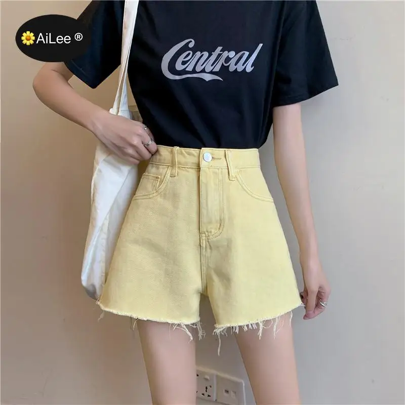 2021 Fashion Women Summer High Waisted Denim Shorts Jeans Women Harajuku Fashion New Femme Push Up Wide Leg Denim Shorts