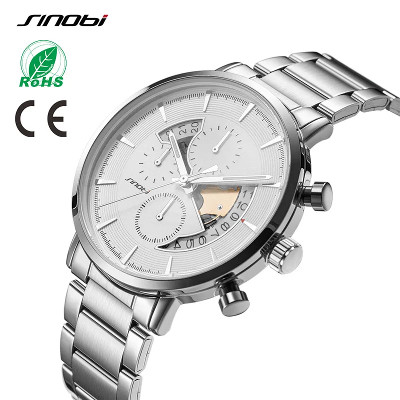 

Ремешок SINOBI для мужских наручных часов, креативный индивидуальный деловой модный многофункциональный кварцевый браслет с перекрестными к...