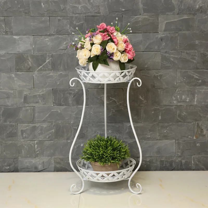 

European-style Wrought Iron Flowerpot Stand Indoor Double-layer Potted Pot Holder for Plants Multi-layer Floor Flower Pot