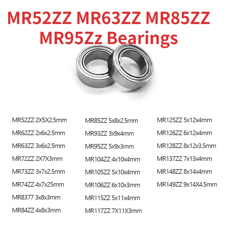 

10pcs/lot High quality MR Series MR52ZZ MR63ZZ MR85ZZ MR95ZZ MR128ZZ MR137ZZ Bearing Metal Shielded Ball Bearings