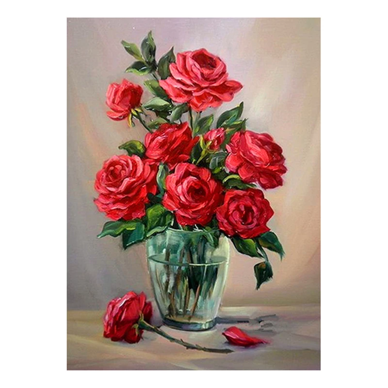 

Алмазная вышивка «сделай сам» с красными цветами