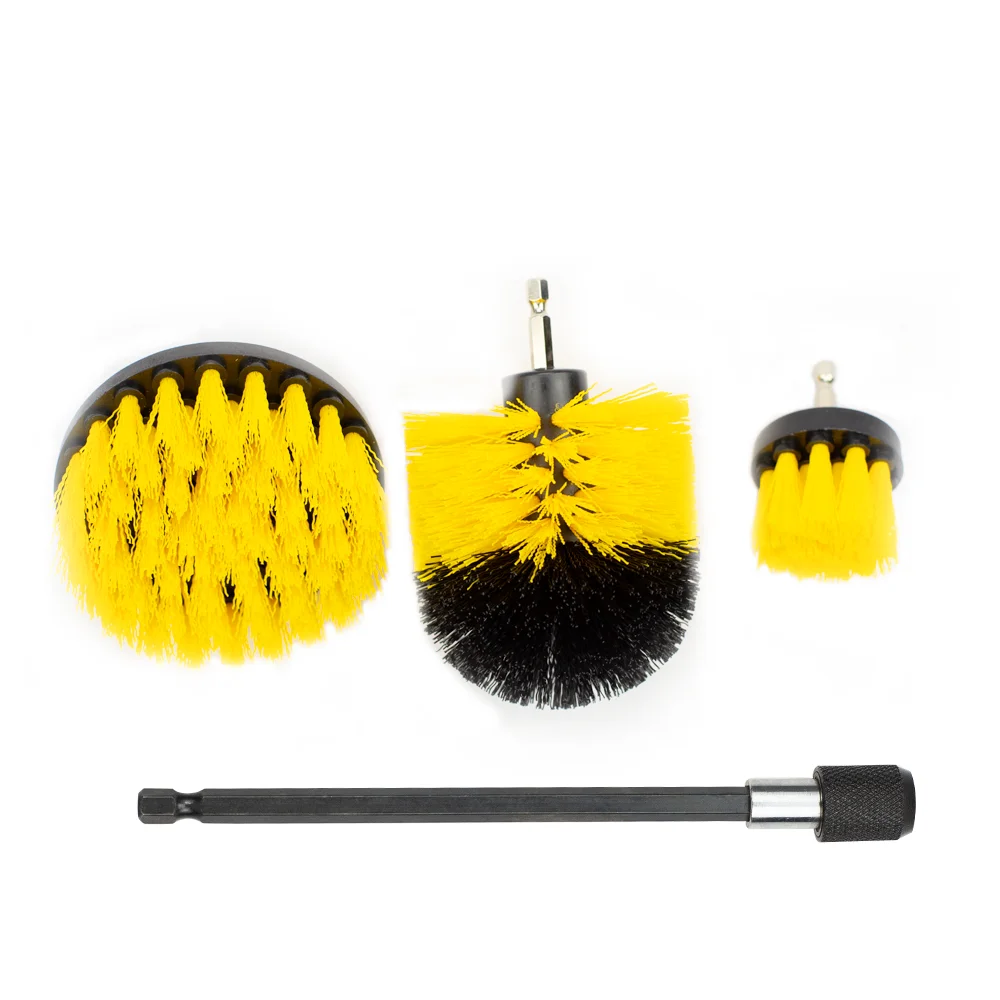 

4 PCS/set Of Yellow With Extension Rod For Scrubbing And Cleaning Tools For Bathtub Shower Kitchen Car Maintenance