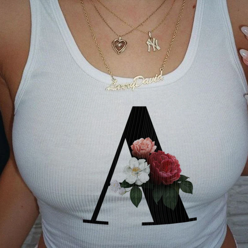 Летний милый женский топ без рукавов с цветочным графическим принтом винтажный