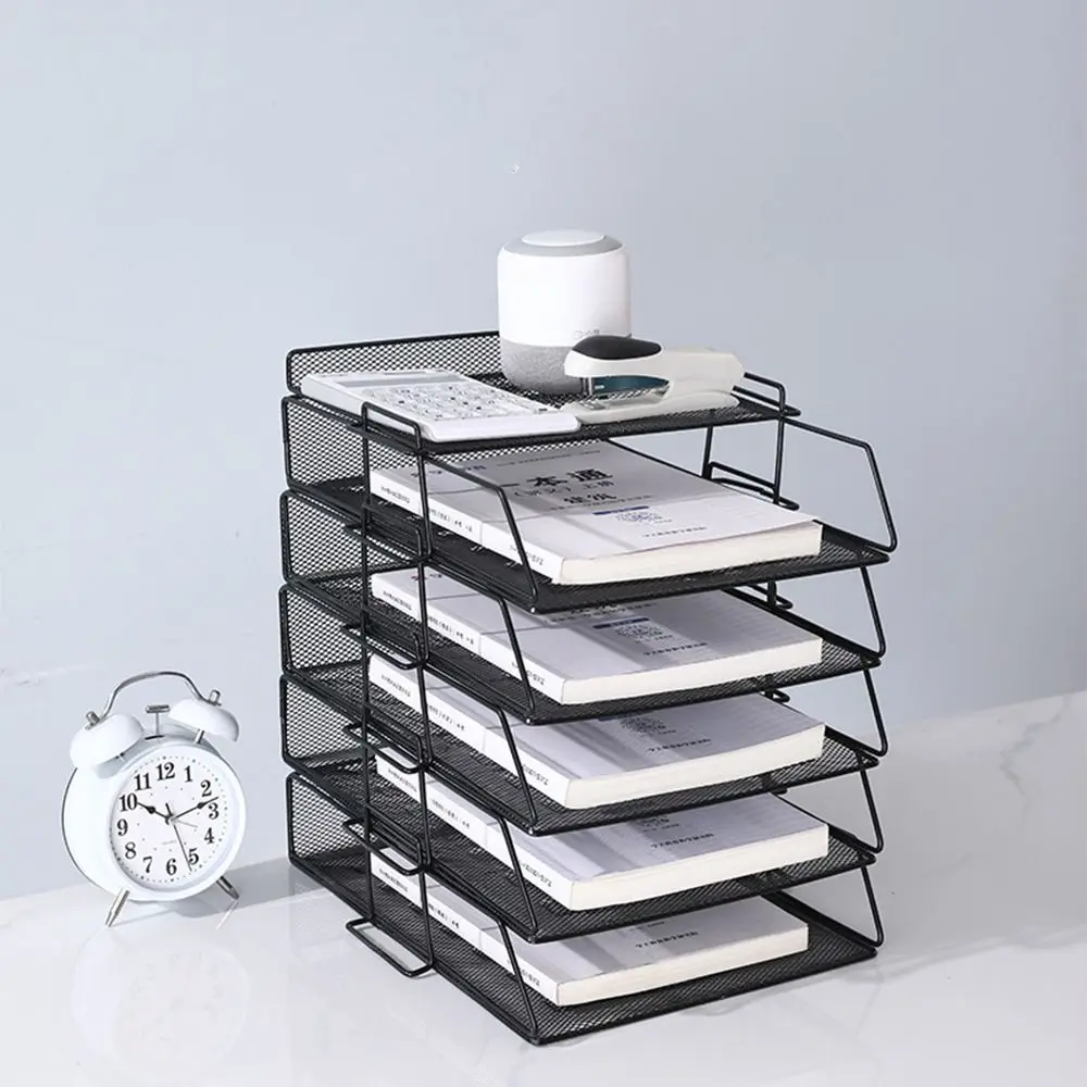 

Office File Box Desktop A4 Document Organizer Stackable Laminated Papers Rack All-purpose Bathroom Storage Tray for Home