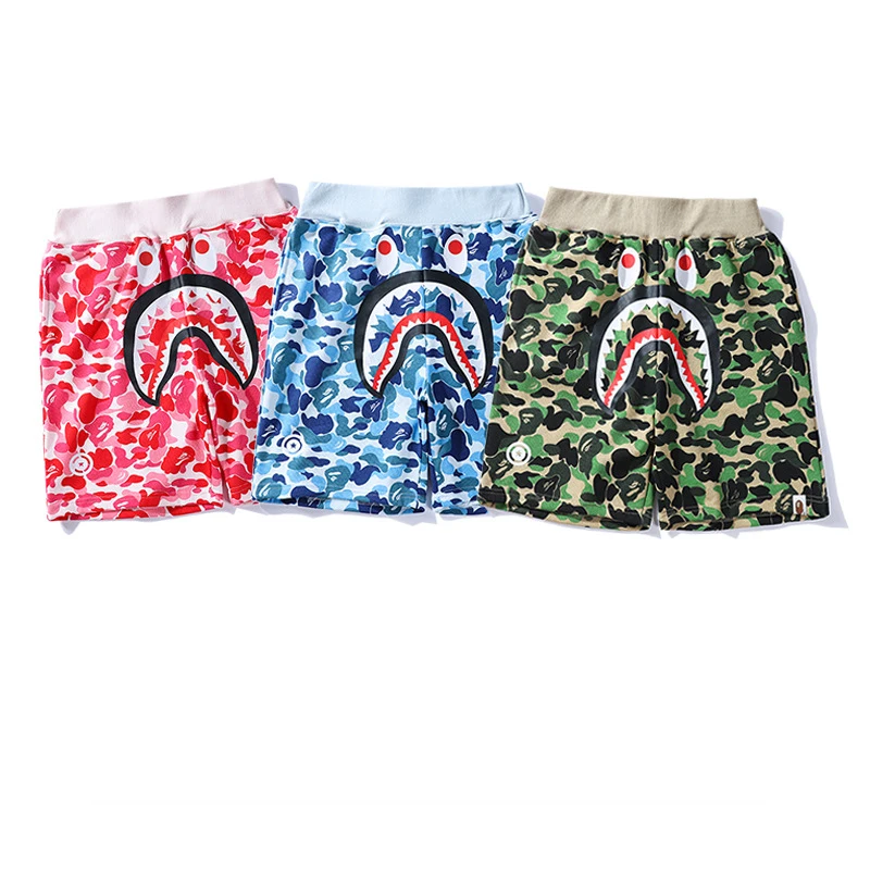 

High Quality Cotton 2022 New Bape Camo Shark Sweat Shorts And Tops For Teens Camouflage Beach Summer Short Pants Mujer Hombre