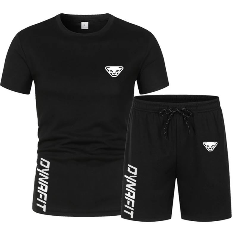 Summer brand new DYNRFIT men's sports T-shirt + shorts set brand casual breathable jogging pants hip-hop fashion clothing 2023