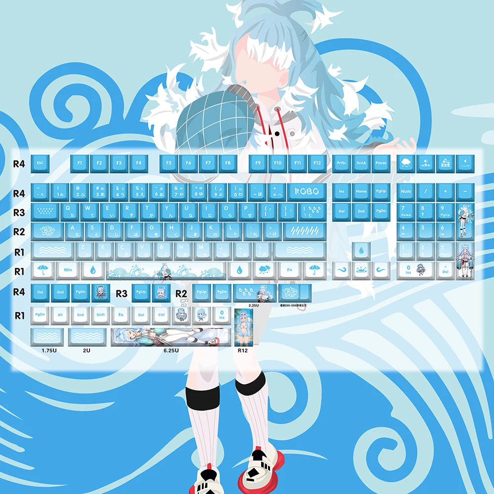 

132key Cherry Sublimation Keycaps Anime Keycaps Cute Two-dimensional Keycap Keyboard Key Caps