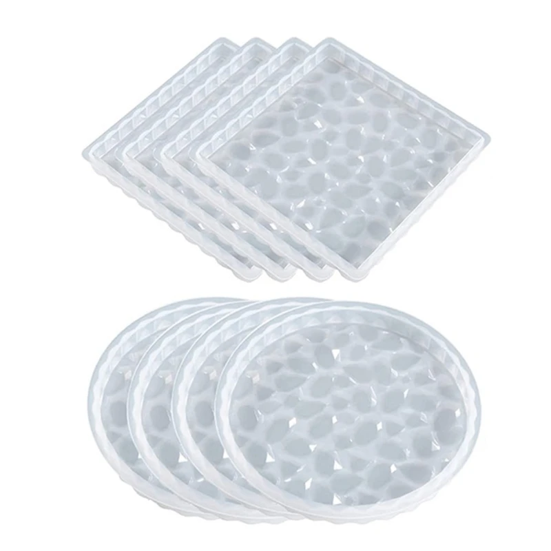 

8Pcs Square Round Silicone Coaster Molds for Epoxy Casting DIY Home Decoration