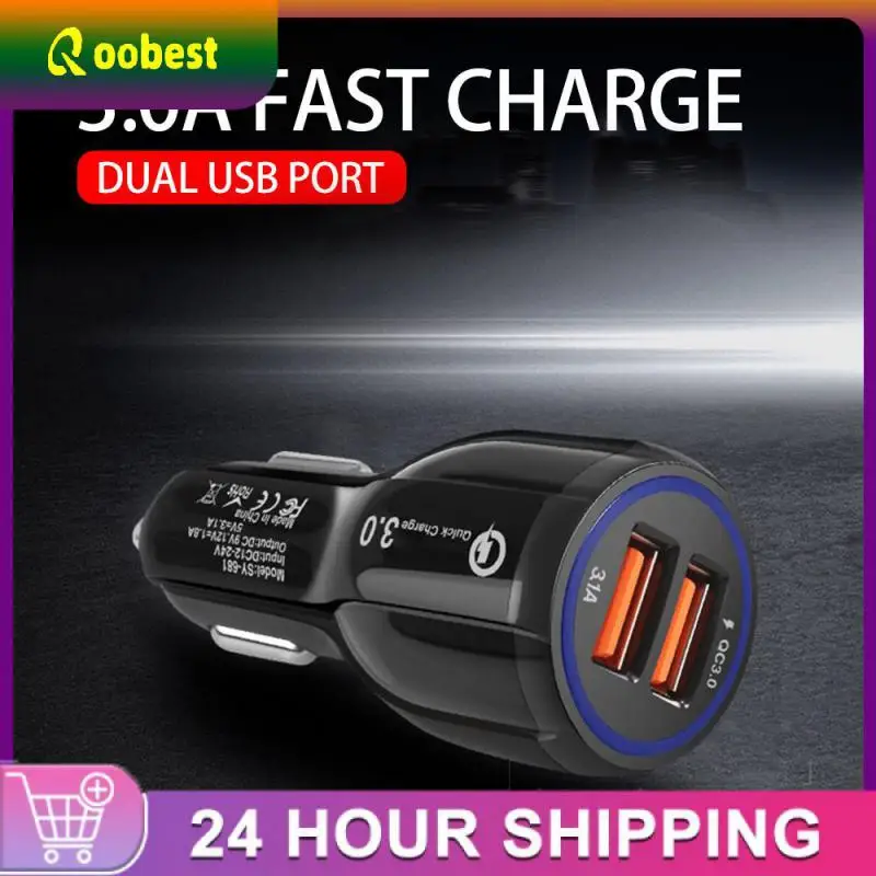 

39w Dual Qc3.0 Car Charger Durable Portable Fast Charge Adapter Universal Car Supplies For Mobile Tablets Car Charger Adapter