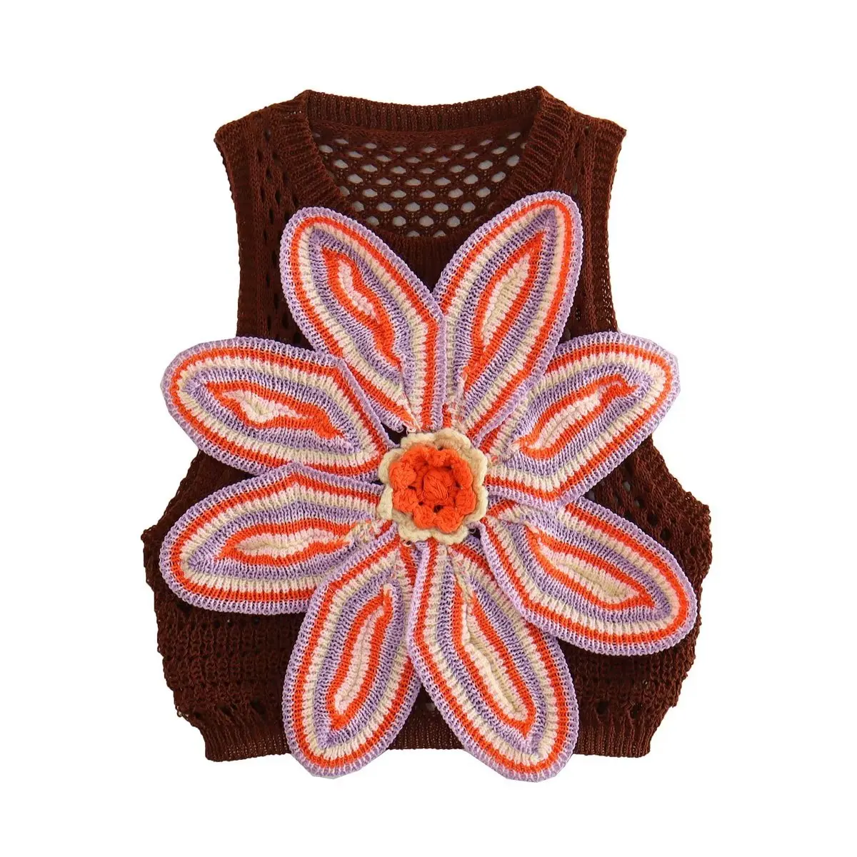 

Floral Knit Vest Women Pullover Sleeveless Vests Summer Knit Crop Top Jumpers Women's Jersey Sweaters 2023 New