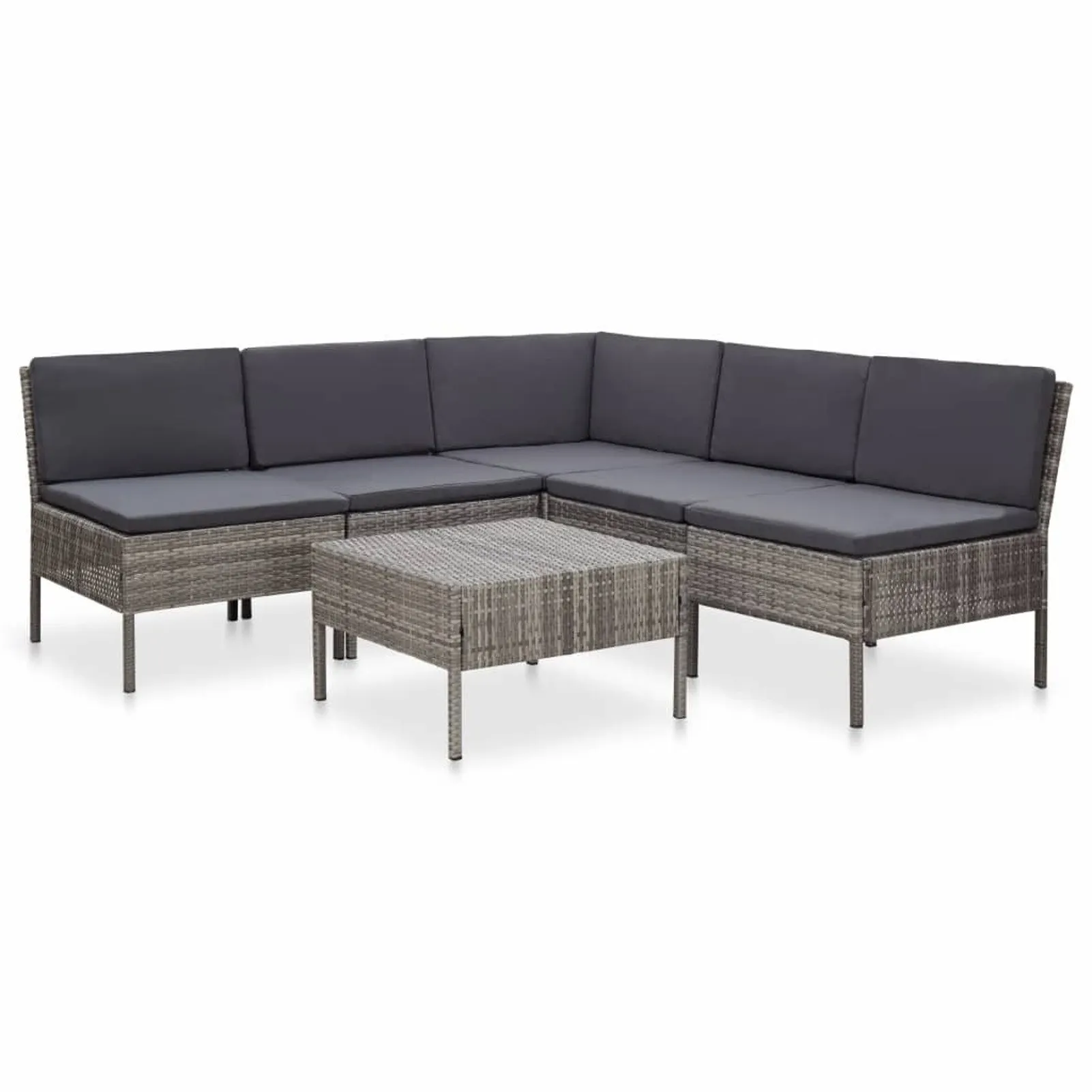 

6 Piece Garden Lounge Set with Cushions Poly Rattan Gray
