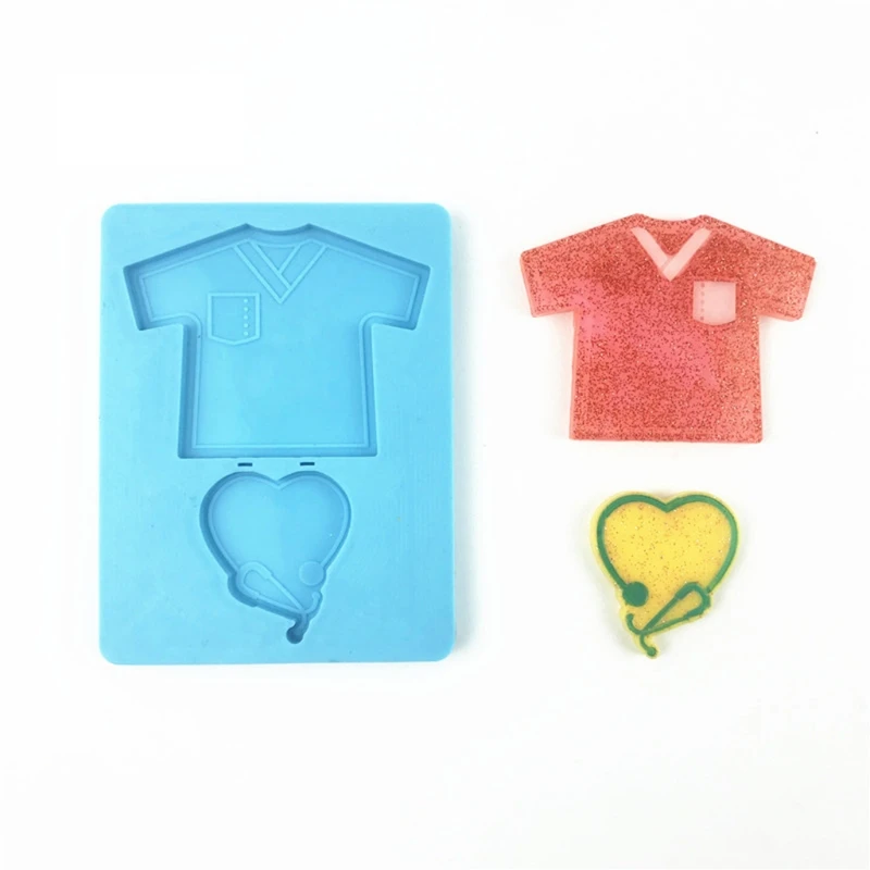 

E15E рубашка сердце любовь украшения эпоксидной смолы формы ювелирные изделия кулон брелок силиконовые формы DIY ремесла