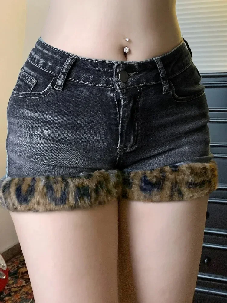 Винтажная темная уличная одежда джинсовые шорты Y2k женские с низкой талией в