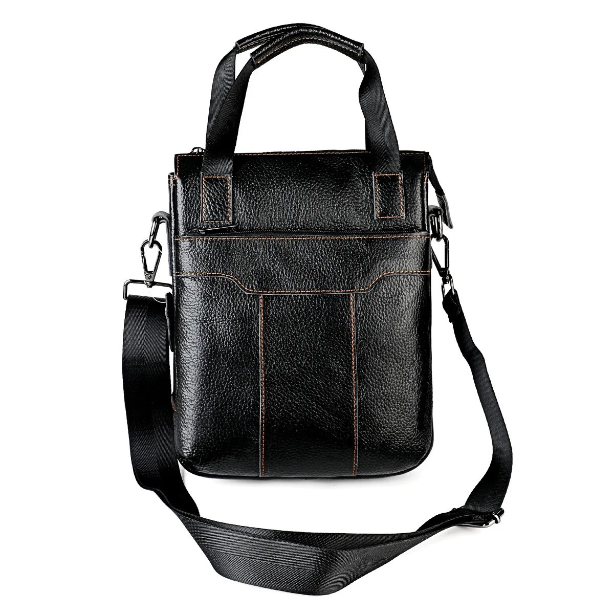 6087 Portable Men's Buisness shoulder bag  Genuine Leather Large capacity  Zipper  backpack for ipad