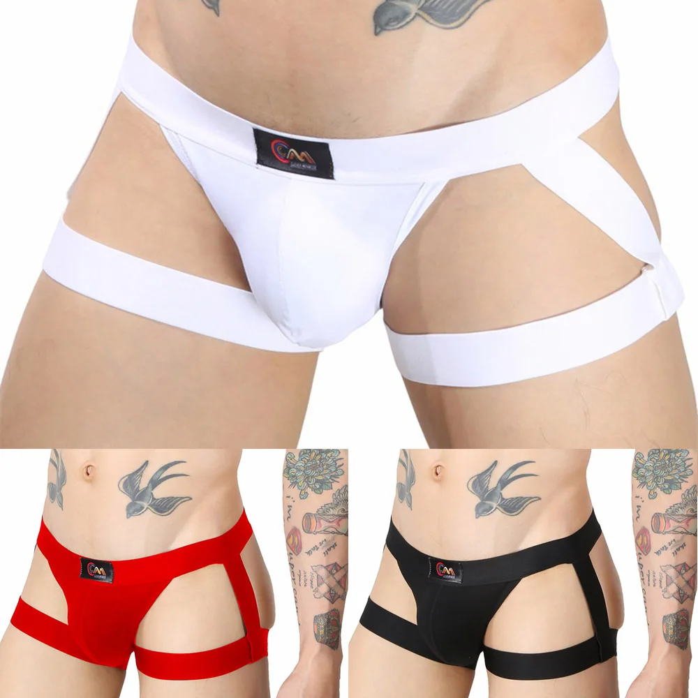 

Mens Sexy Low Rise Pouch Briefs G-string Backless Strappy Jockstrap Underwear Low Waist Thongs Cotton Panties With Straps