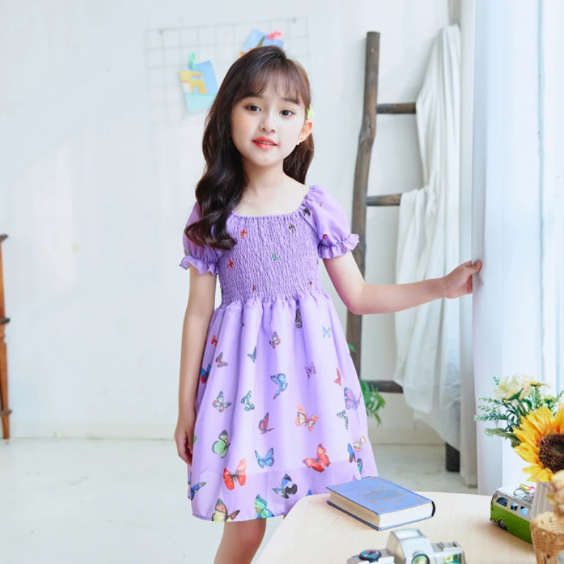 Женское платье с бабочками милое принцессы бальное Детская праздничная одежда |