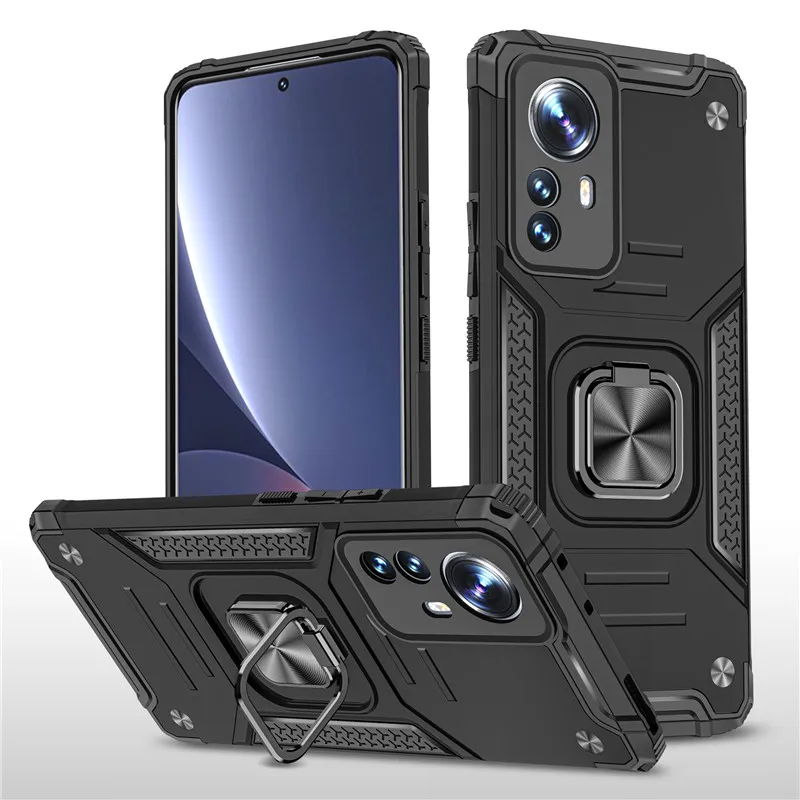 

Shockproof Armor Magnetic Metal Cover For XiaoMi Mi 10T 11T 12 Pro Note 10 Lite POCO X3 NFC X4 M3 M4 5G Ring Phone Case