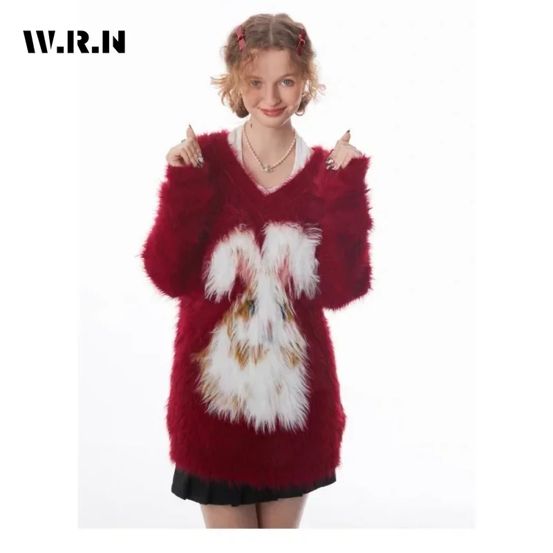 Женский трикотажный свитер с длинным рукавом повседневный пуловер и принтом