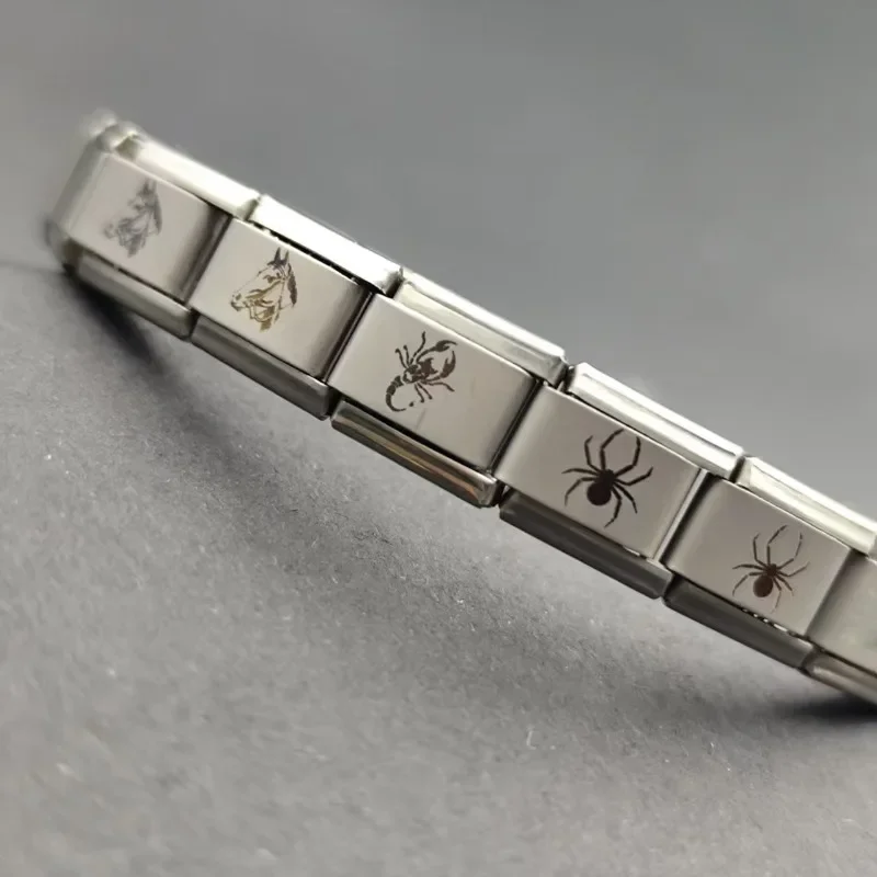 9 мм итальянский модуль с лазерной гравировкой браслет изображением животного