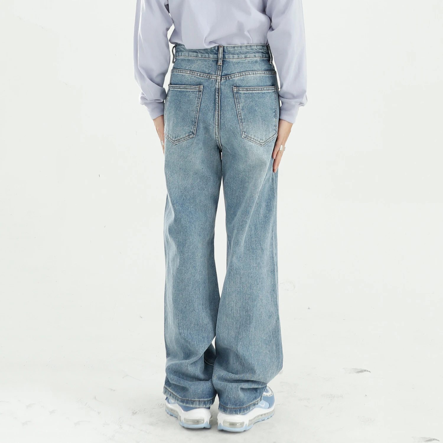 Men's Jeans High Street Ripped Mopping Pants Loose Washed Straight Casual Men's Loose Jeans Y2k Pants Men's Pants Ins Hot Sale