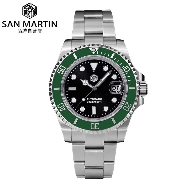 

Мужские спортивные часы San Martin 41 мм для дайвинга, роскошные часы Water Ghost PT5000, деловые автоматические механические часы с сапфировым стеклом и датой 20 бар