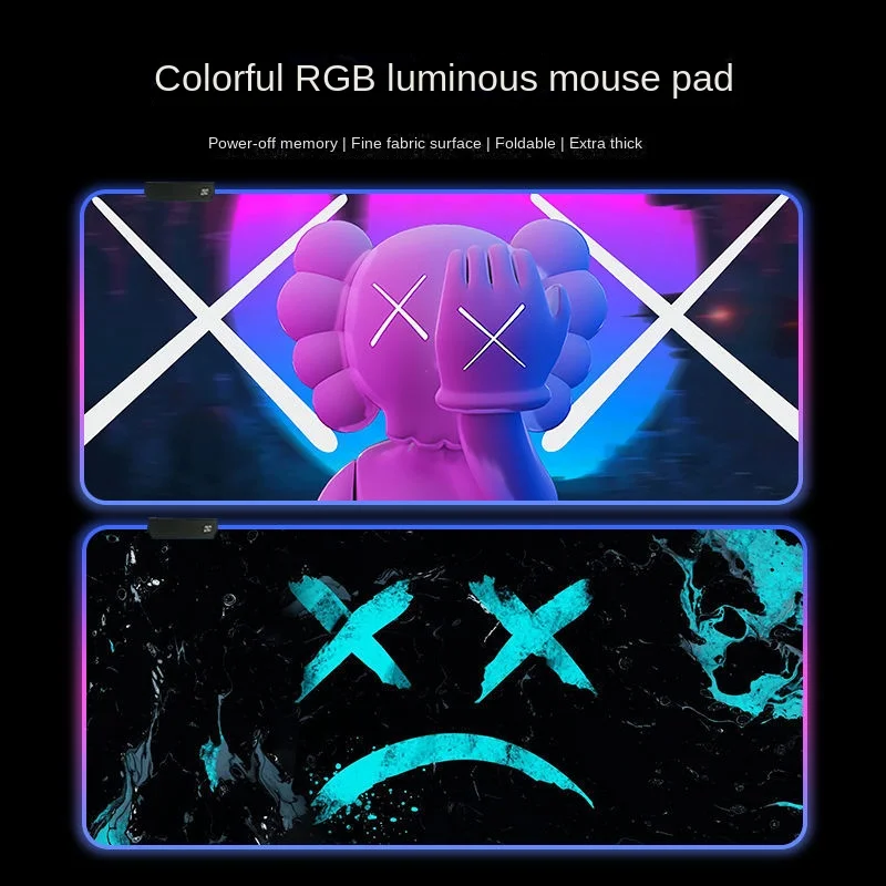 LED Light Gaming Mouse Pad RGB Lighted Mouse Pad Keyboard Pad Anti-Slip Computer Desk PC Mouse Pad