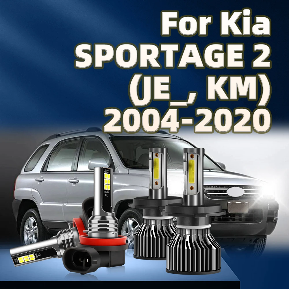 

4 шт. H4 светодиодные фары 6000k HiLo Beam Автомобильные фары H8 для Kia SPORTAGE 2 JE KM 2004 2005 2006 2007 2008 2009 2010 2011-2020