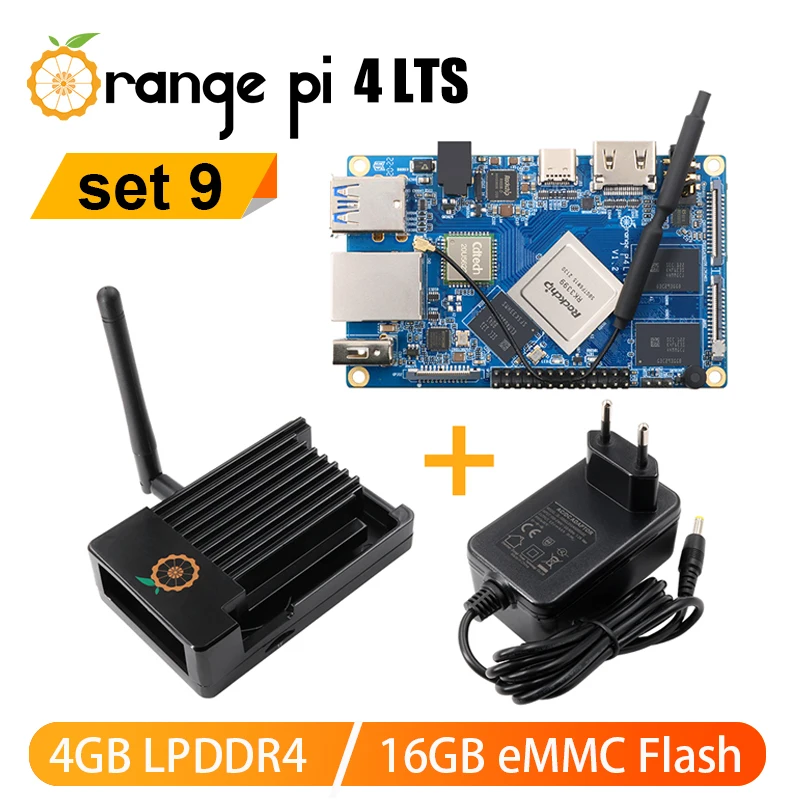 

Компьютер Orange Pi 4 Lts с одной платой + Металлическая лампа + источник питания RK3399 4 Гб 16 Гб Wifi BT5.0 SBC работает на Android Ubuntu Debian