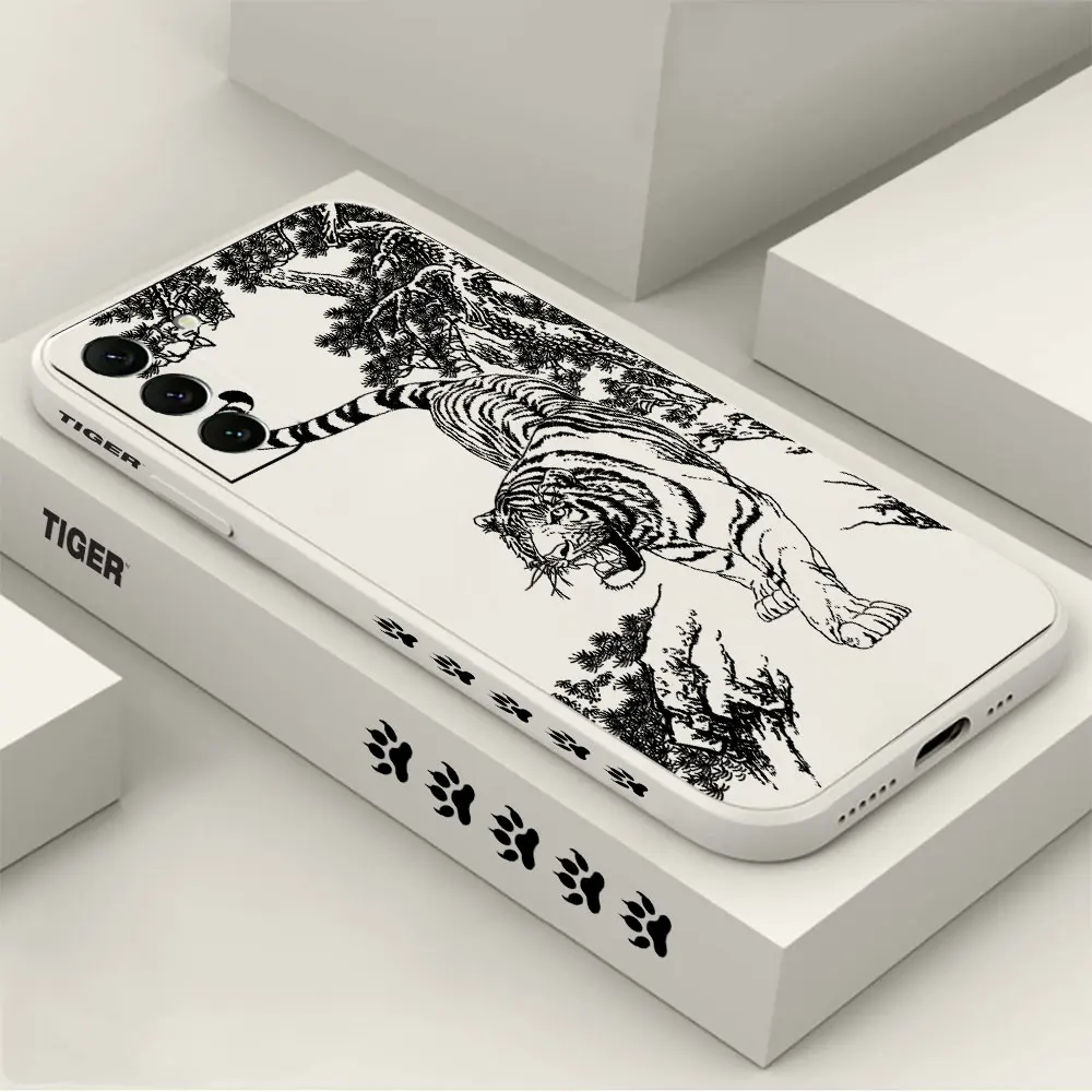 

Black Ink And Wash Tiger Phone Case For Samsung Galaxy S23 S22 S21 S20 Ultra FE 5G S11 S11E S10 10E S9 Plus Lite 4G Cover Fundas