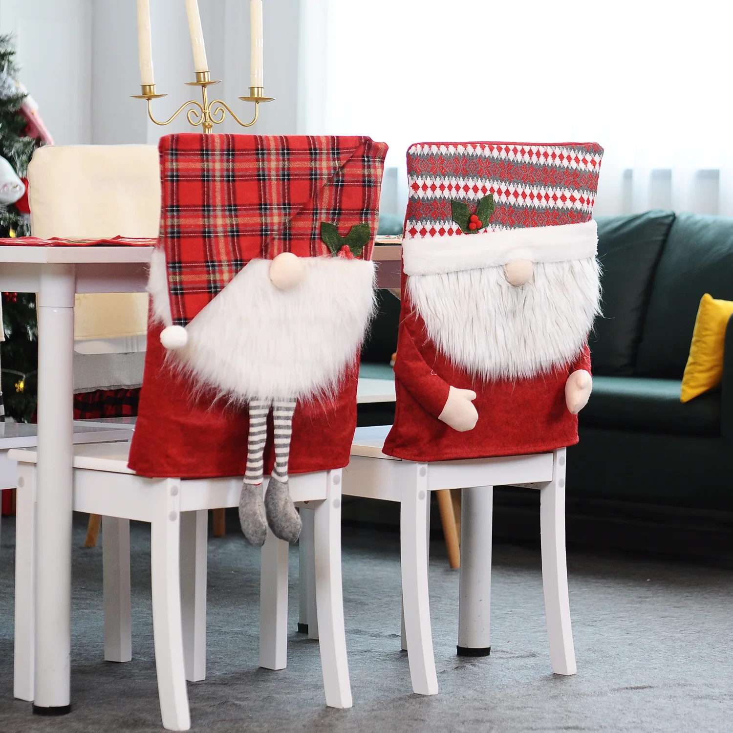 

2022 Рождественский чехол на спинку стула «Санта-Клаус», мигающий чехол на заднее сиденье, Декор, чехлы для обеденных стульев, кухня S134