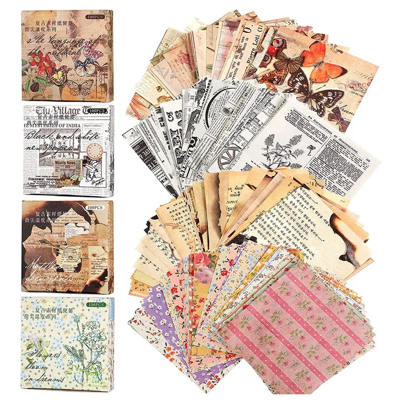 

400 Sheets Vintage Journaling Supplies DIY Scrapbook Paper Supplies Aesthetic Paper Supplies Decorative Paper Material