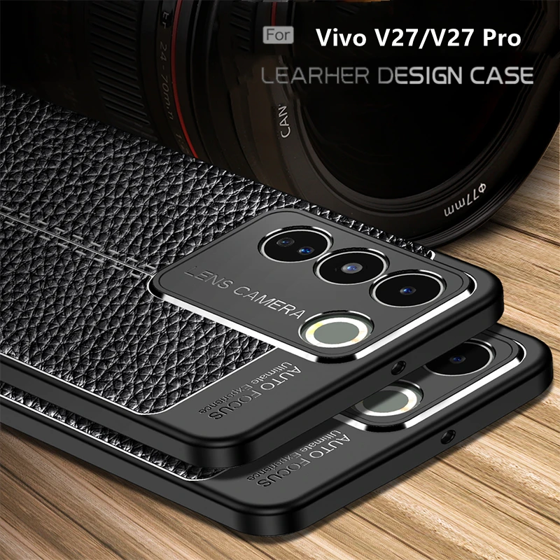 

For Vivo V27 Pro Case Cover Vivo V27 Pro Capas Coque Phone Back Shockproof Bumper Soft TPU Leather Funda Vivo V 27 V27 Pro Cover
