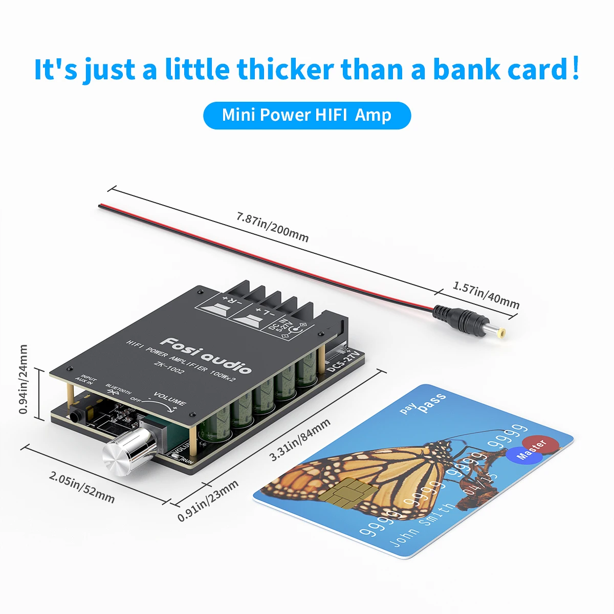 

Fosi Audio Bluetooth 5.0 TPA3116D2 Digital Power Amplifier Board 100W Hifi Stereo AUX Audio Subwoofer Amplifier strf