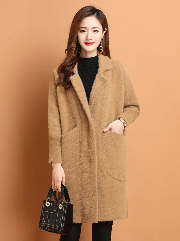 2022 Winter Warm Coat Plush Thick Lamb Wool Coat Women Mid-Long Plus Velvet Loose Deerskin Plush Fur Coat Female Warm Oversized