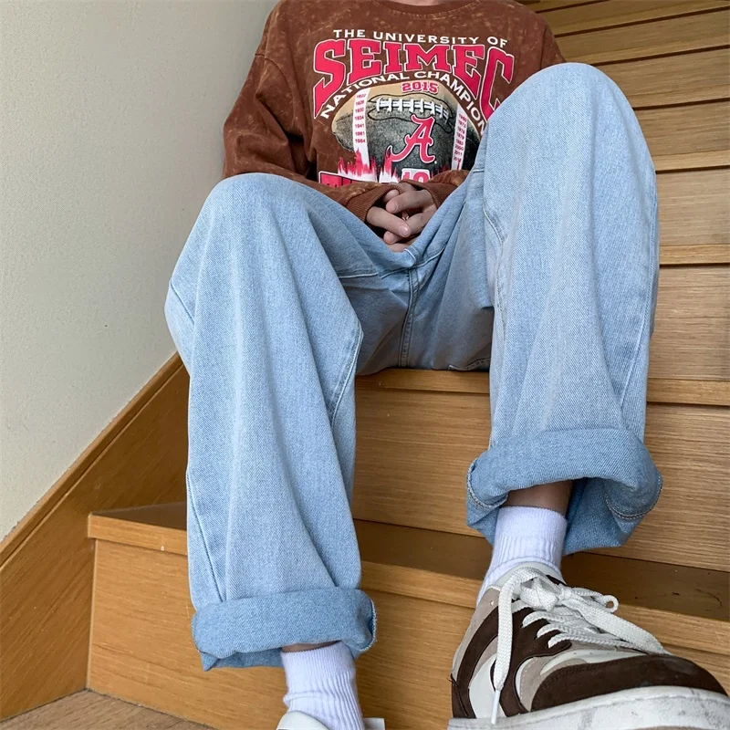 Summer Thin Jeans Men Fashion Casual Oversized Wide Leg Jeans Men Streetwear Hip-hop Loose Straight Denim Pants Mens Trousers