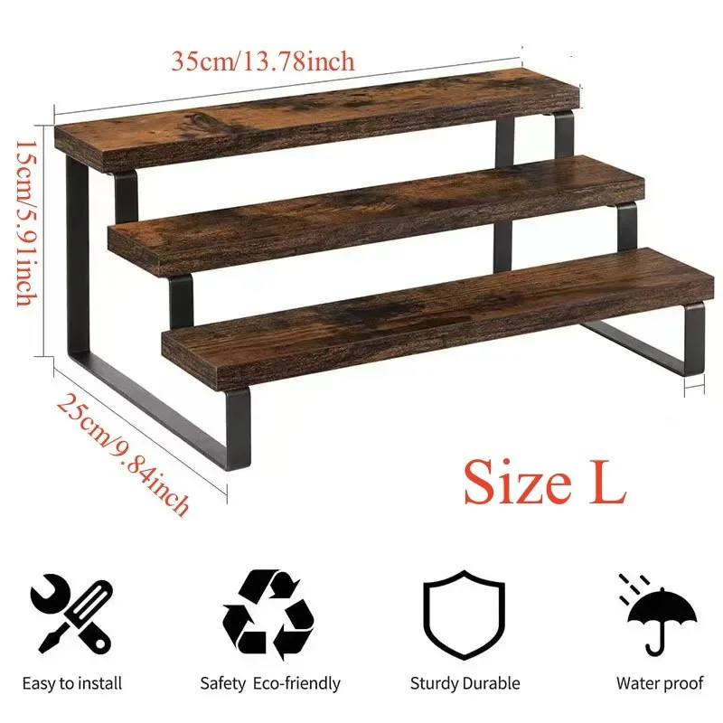 Подставка деревянная трехуровневая для хранения специй кухонный стеллаж