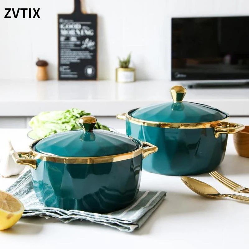 

Large Ceramic Bowl For Soup Green Fruit Bottle Noodles Salad Handle Kitchen Appliances Casserole Non Stick Pan Set Of Pots Best