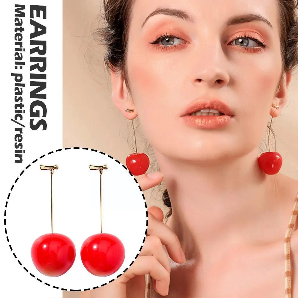 

Женские вишневые серьги в форме фруктов, 1 пара